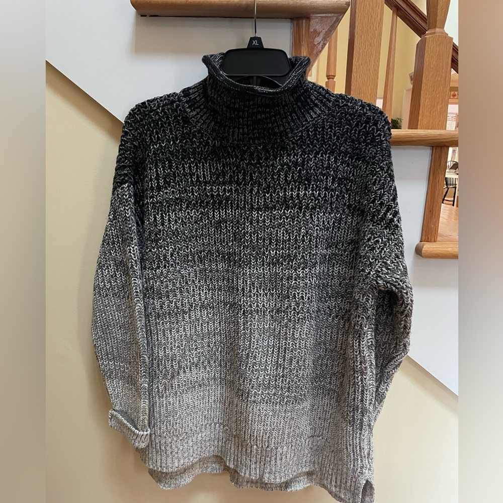 Talbots Haven Well Within Black and Gray Gradient Turtleneck Sweater